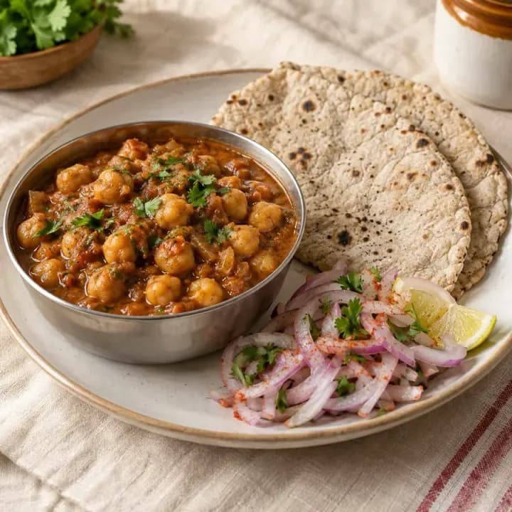 Chole and jowar roti