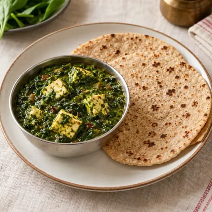 Palak paneer and roti