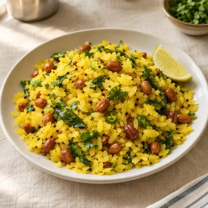 Poha with peanuts